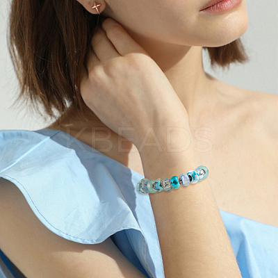 90Pcs 15 Styles Blue Series Large Hole Resin European Beads OPDL-SP0001-03-1