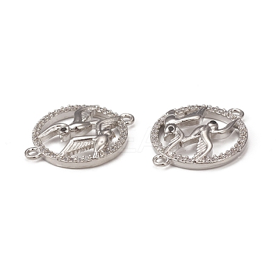 Brass Micro Pave Clear Cubic Zirconia Connector Charms KK-E068-VB293-1