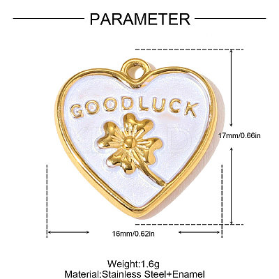 304 Stainless Steel Enamel Pendants STAS-OY010-49G-1