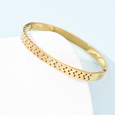 304 Stainless Steel Micro Pave Cubic Zirconia Hinged Bangles for Women BJEW-Z146-02G-1