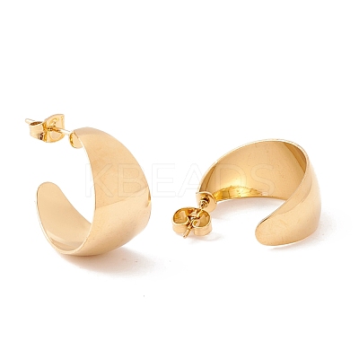 Ion Plating(IP) 304 Stainless Steel Chunky C-shape Stud Earrings EJEW-P198-10G-1