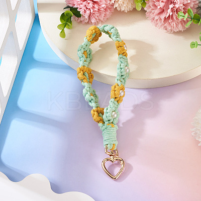 Cotton Braided Flower Pendant Decorations AJEW-TAC0030-032G-05-1