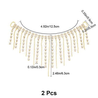 2Pcs Alloy & Glass Rhinestones Tassel Shoe Decoration Chain FIND-GF0005-26-1