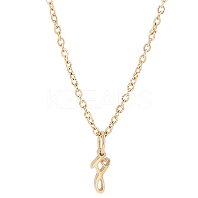 1pc 304 Stainless Steel Letter Pendant Necklaces NJEW-LP0001-39F-G-1