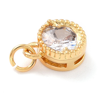 Real 18K Gold Plated Brass Inlaid Cubic Zirconia Charms ZIRC-L100-081G-05-1