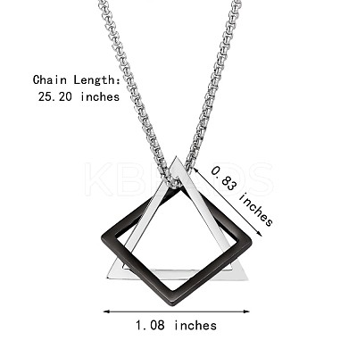 304 Stainless Steel Triangle & Rhombus Pendant Necklace with Box Chains JN1045B-1