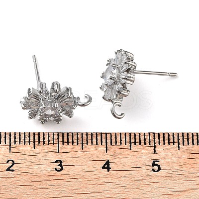 Brass Micro Pave Cubic Zirconia Studs Earring Findings KK-K364-09P-1