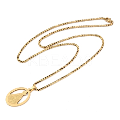 201 Stainless Steel Nossa Senhora Aparecida Virgin Mary Pendant Necklaces for Women LS-NJEW-K283-01G-1