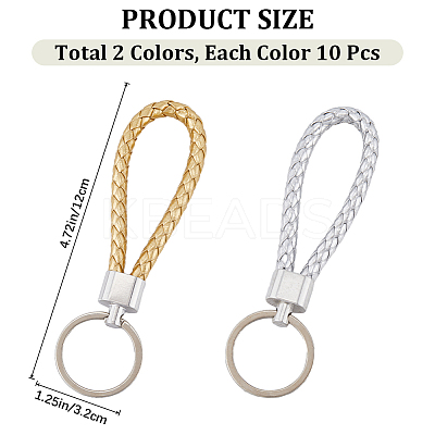 20Pcs 2 Colors Braided PU Leather Keychain KEYC-CP0001-20-1