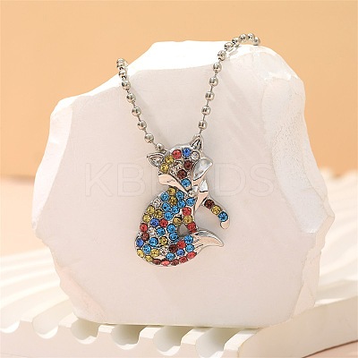Alloy Colorful Rhinestone Pendant Necklaces for Kid FS-WG8D677-02-1