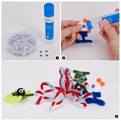 Black Wiggle Eye Need Glue on Round Moving Wobbly Googly Eyes 4-9mm KY-PH0001-01-1