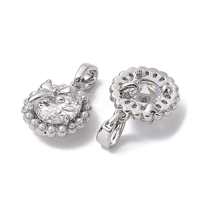 Brass Micro Pave Clear Cubic Zirconia Charms KK-K360-15P-1