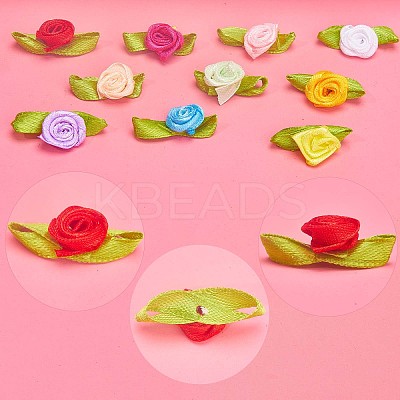 200Pcs 10 Colors Polyester Rose Ornaments DIY-GF0006-84-1