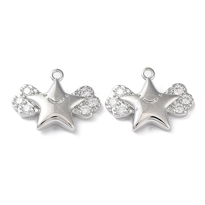 Brass with Clear Cubic Zirconia Charms KK-G474-02P-1