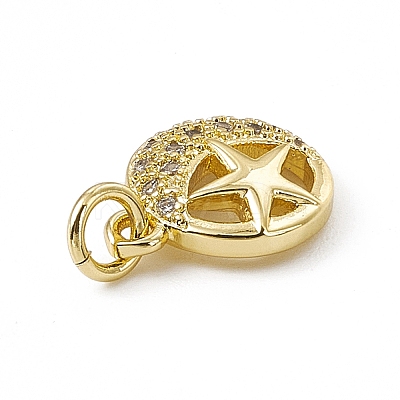 Brass Micro Pave Cubic Zirconia Charms ZIRC-F132-61G-1