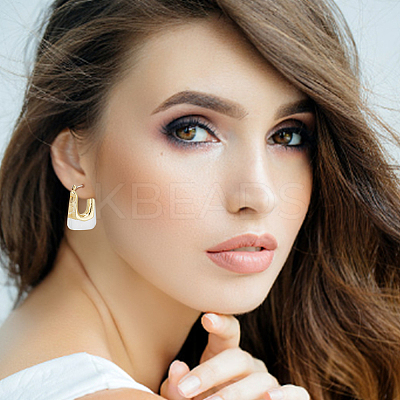 4 Pairs 4 Colors Acrylic Rectangle Hoop Earrings EJEW-AN0003-08-1