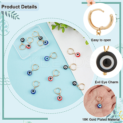 6 Pairs 3 Style Resin Evil Eye Dangle Hoop Earring EJEW-AR0001-05-1