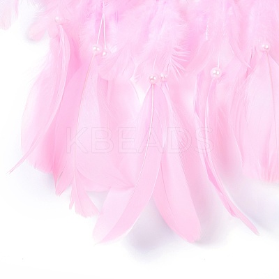 Handmade Eye Woven Net/Web with Feather Wall Hanging Decoration HJEW-K035-04C-1
