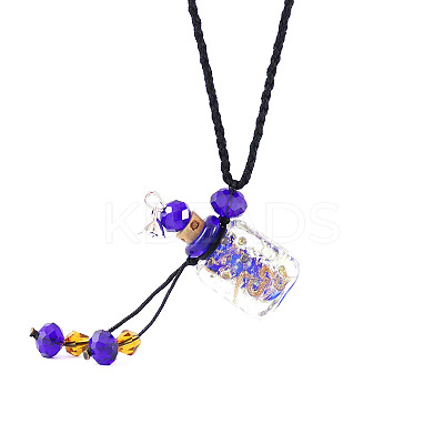 Lampwork Column Perfume Bottle Pendant Necklace with Glass Beads LS-BOTT-PW0002-059E-05-1