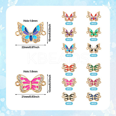 48Pcs 12 Styles Alloy Enamel Connector Charms ENAM-TA0001-59-1