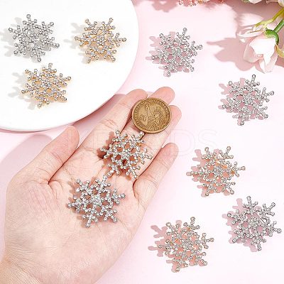 10Pcs 2 Colors Crystal Rhinestone Christmas Snowflake Brooch Pin JEWB-GF0001-29-1