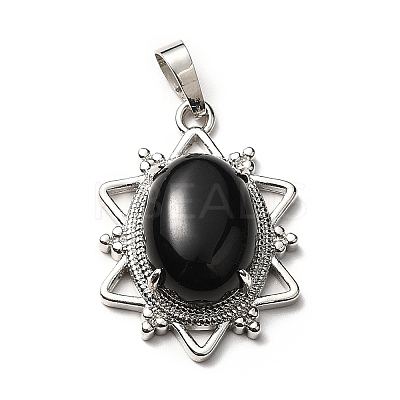 Natural Obsidian Pendants G-B033-03P-19-1
