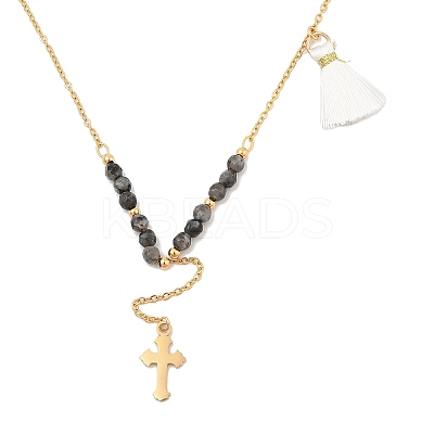 Golden Tone 304 Stainless Steel Cross Pendant Necklaces NJEW-A032-02G-01-1