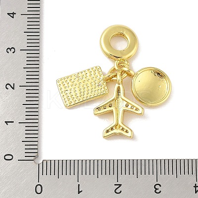 Rack Plating Brass Micro Pave Clear Cubic Zirconia Enamel European Dangle Charms KK-S380-28G-1