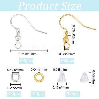 200Pcs 2 Color Brass Earring Hooks KK-SP0001-43-1