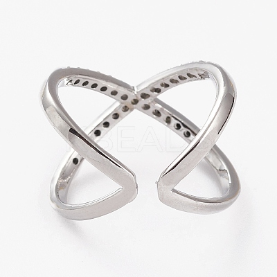 Brass Micro Pave Cubic Zirconia Cuff Rings RJEW-C101-13G-C-1