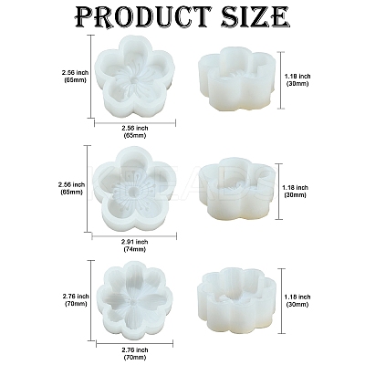 3 Pcs 3 Styles Flower Silicone Molds ST-CJ0043-018-1