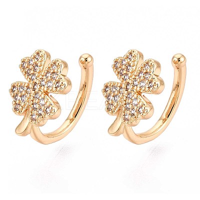 Brass Micro Pave Clear Cubic Zirconia Cuff Earrings EJEW-T047-73G-1