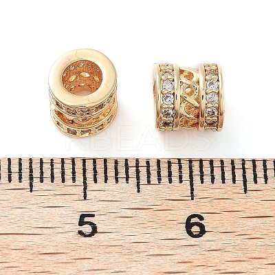 Brass Micro Pave Clear Cubic Zirconia Beads KK-U028-21G-1