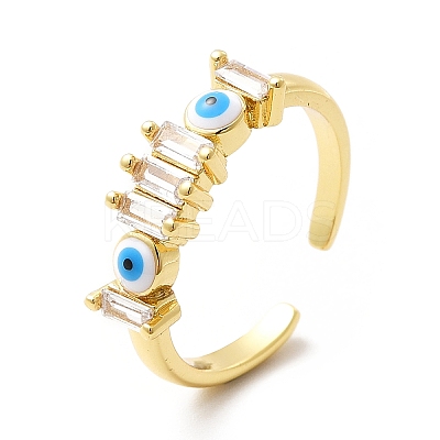 Enamel Evil Eye & Cubic Zirconia Open Cuff Ring KK-H439-40A-G-1
