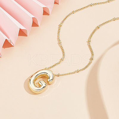 1pc Brass Chain with Alloy Letter Pendants Necklaces NJEW-LP0001-41G-G-1