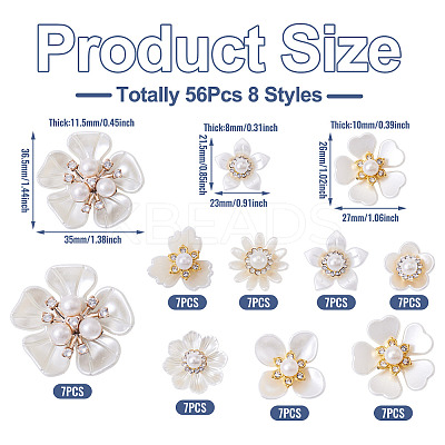 56Pcs 8 Styles Plastic & Resin Cabochons FIND-TA0008-28-1