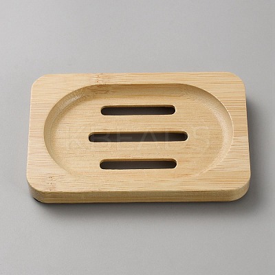 Rectangle Natural Bamboo Soap Case Holder AJEW-WH0270-207-1