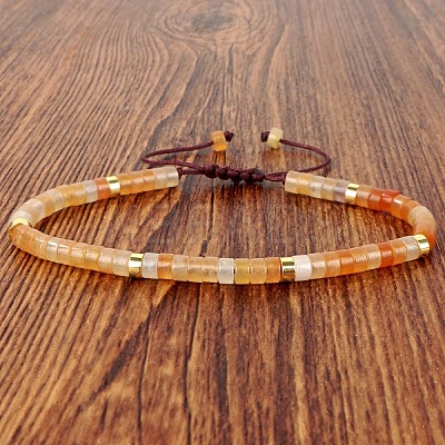 Natural Red Aventurine Heishi Beads Adjustable Braided Bracelets for Men Women BX7041-16-1