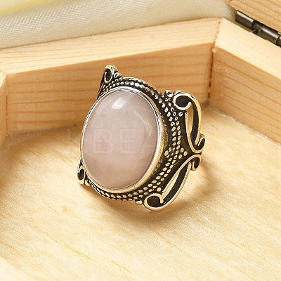 Natural Rose Quartz Adjustable Rings X-RJEW-I108-02AS-03-1