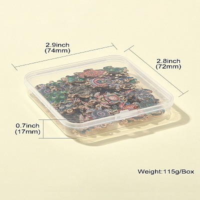 60Pcs 10 Colors Printed Alloy Connector Charms ENAM-CJ0005-63-1