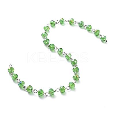 Handmade Electroplate Glass Beaded Chains AJEW-JB00529-08-1