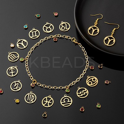24Pcs 12 Colors 303 Stainless Steel Rhinestone Charms STAS-LS0001-30-1