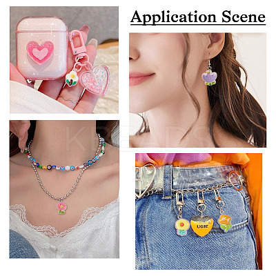 48Pcs 12 Styles Translucent Resin Pendants RESI-TA0001-93-1