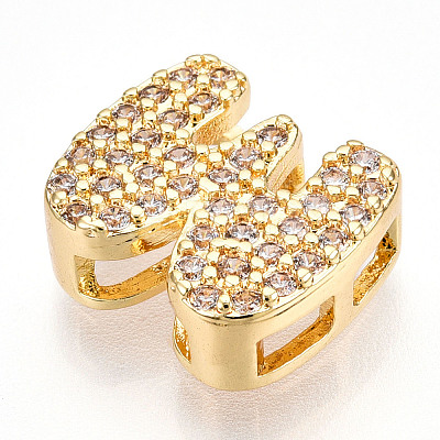 Brass Micro Pave Cubic Zirconia Charms KK-N254-217G-W-1