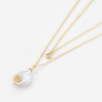 Natural Baroque Pearl Keshi Pearl Tiered Necklaces NJEW-JN02255-03-1