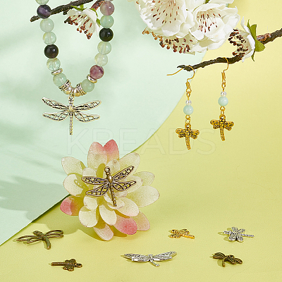 100PCS 10Style Tibetan Style Dragonfly Alloy Pendants TIBEP-PH0001-63-1