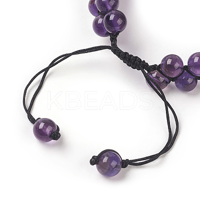 Adjustable Natural Amethyst Braided Bead Bracelets BJEW-E351-01F-1