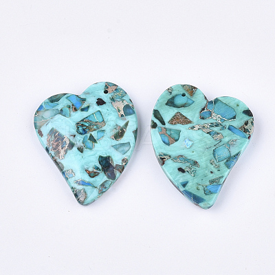 Assembled Synthetic Imperial Jasper and Turquoise Pendants G-S329-054A-1