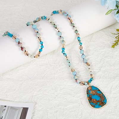 Dyed Synthetic Imperial Jasper Teardrop Pendant Necklaces NJEW-WH20816-003-1