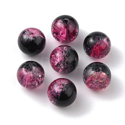Two Tone Transparent Crackle Glass Beads GLAA-WH0038-15H-1